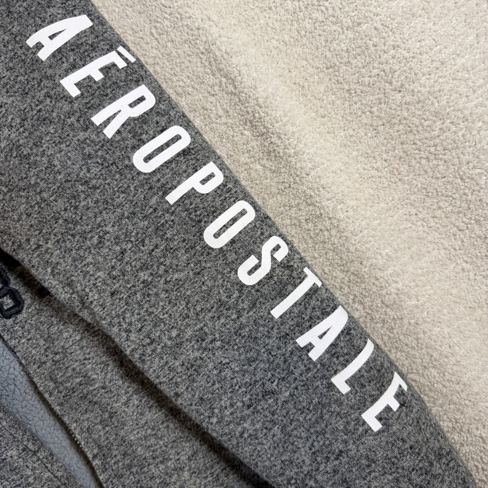 Aeropostale Mens Gray Sherpa Lined Full Zip Graphic Hoodie XL Aero NY 1987 Y2K - Picture 3 of 10